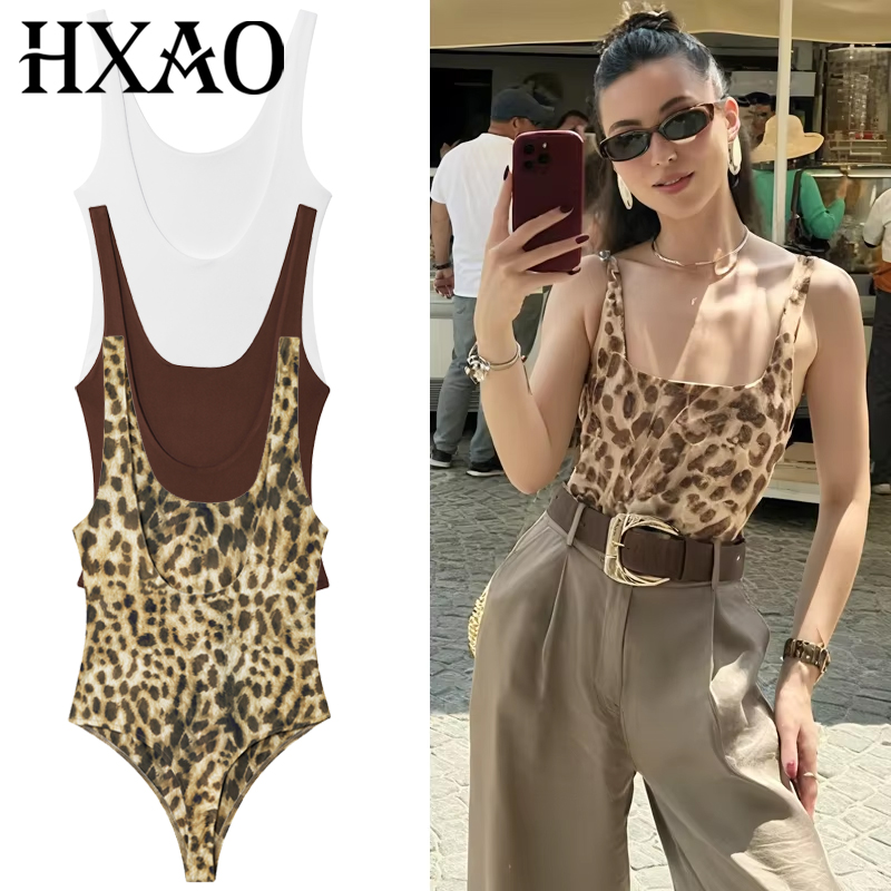 Corset Top Boned - HXAO Leopard Slip Body Donna Estate