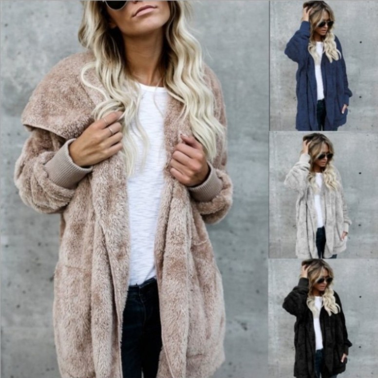 Sherpa Coat Women - Caldo cappotto in pelliccia sintetica peluche