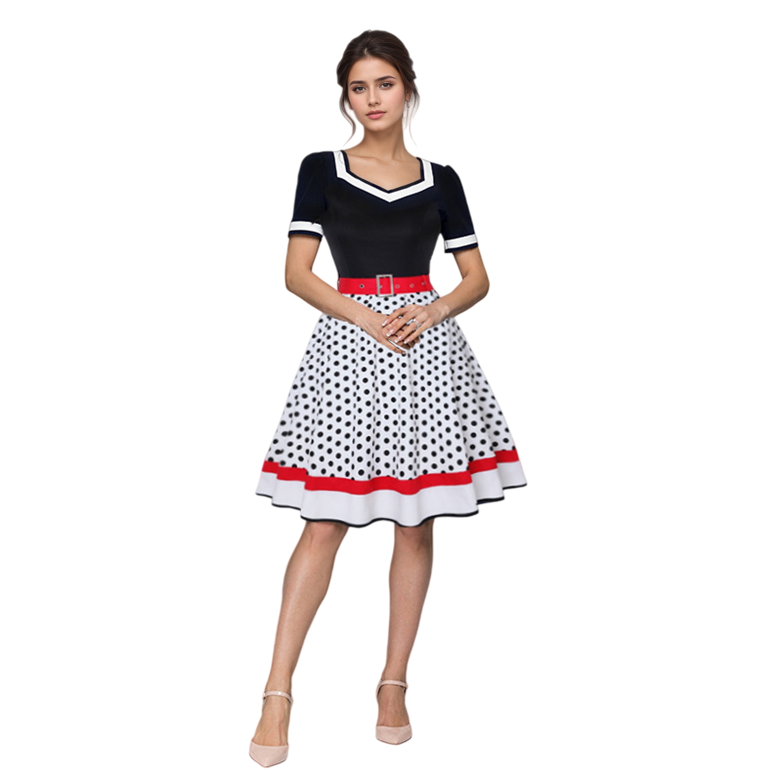 Women'S Fashion Of The 50S - Abito altalena vintage a maniche corte