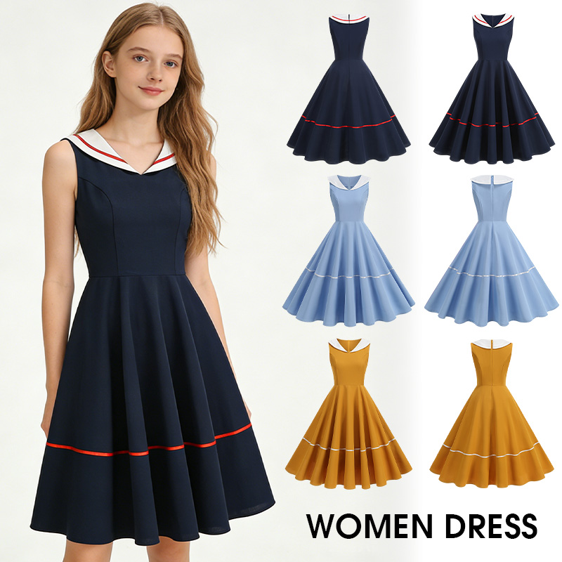 Women'S Fashion Of The 50S - ﻿ Abito Vintage Stile Marinaio Anni