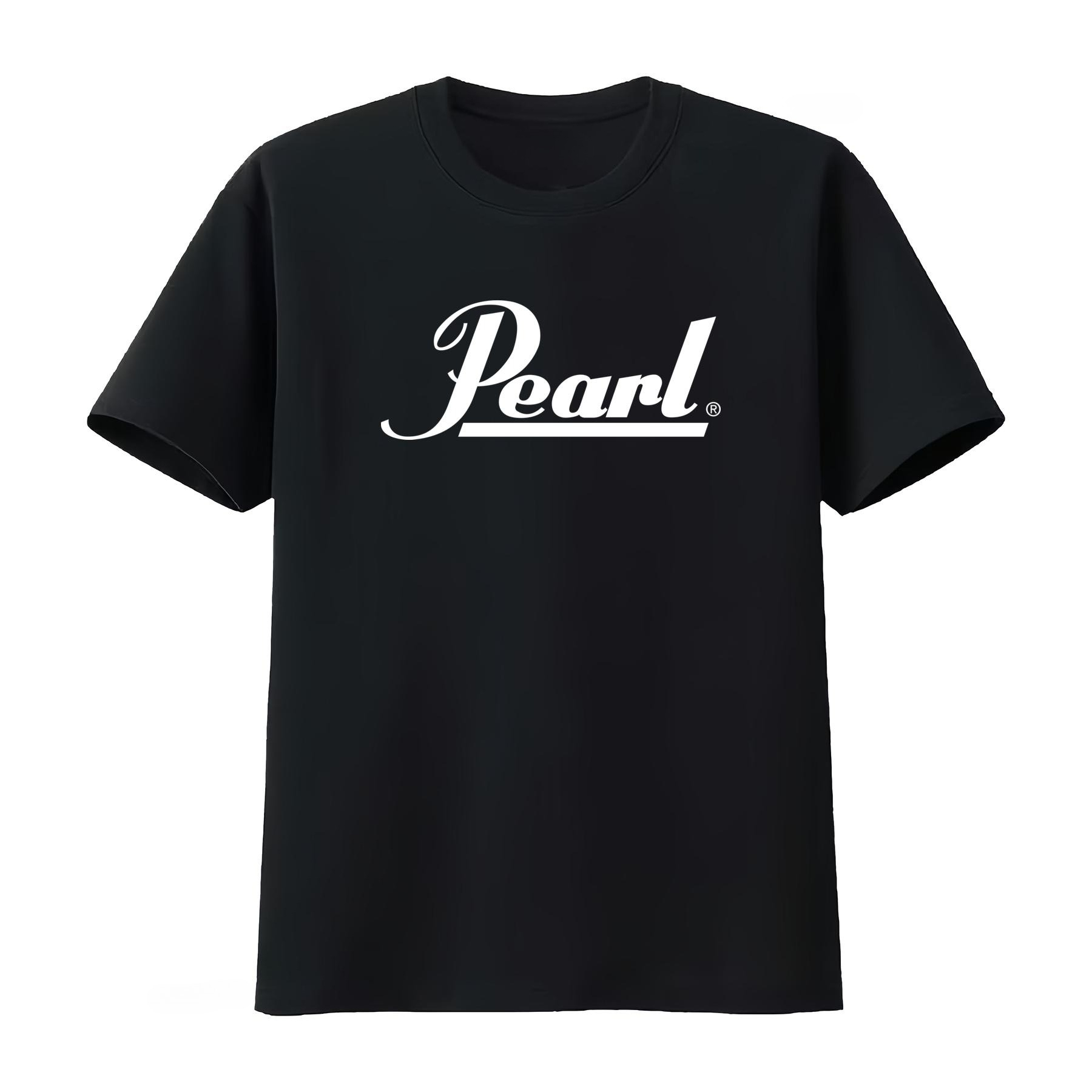 Women Fashion Icon - T-shirt Pearl Drums Logo Nero Bianco: