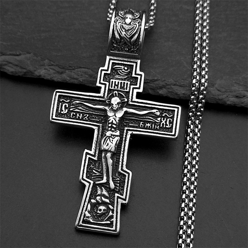 Women Fashion Icon - Collana con ciondolo crocifisso con statua