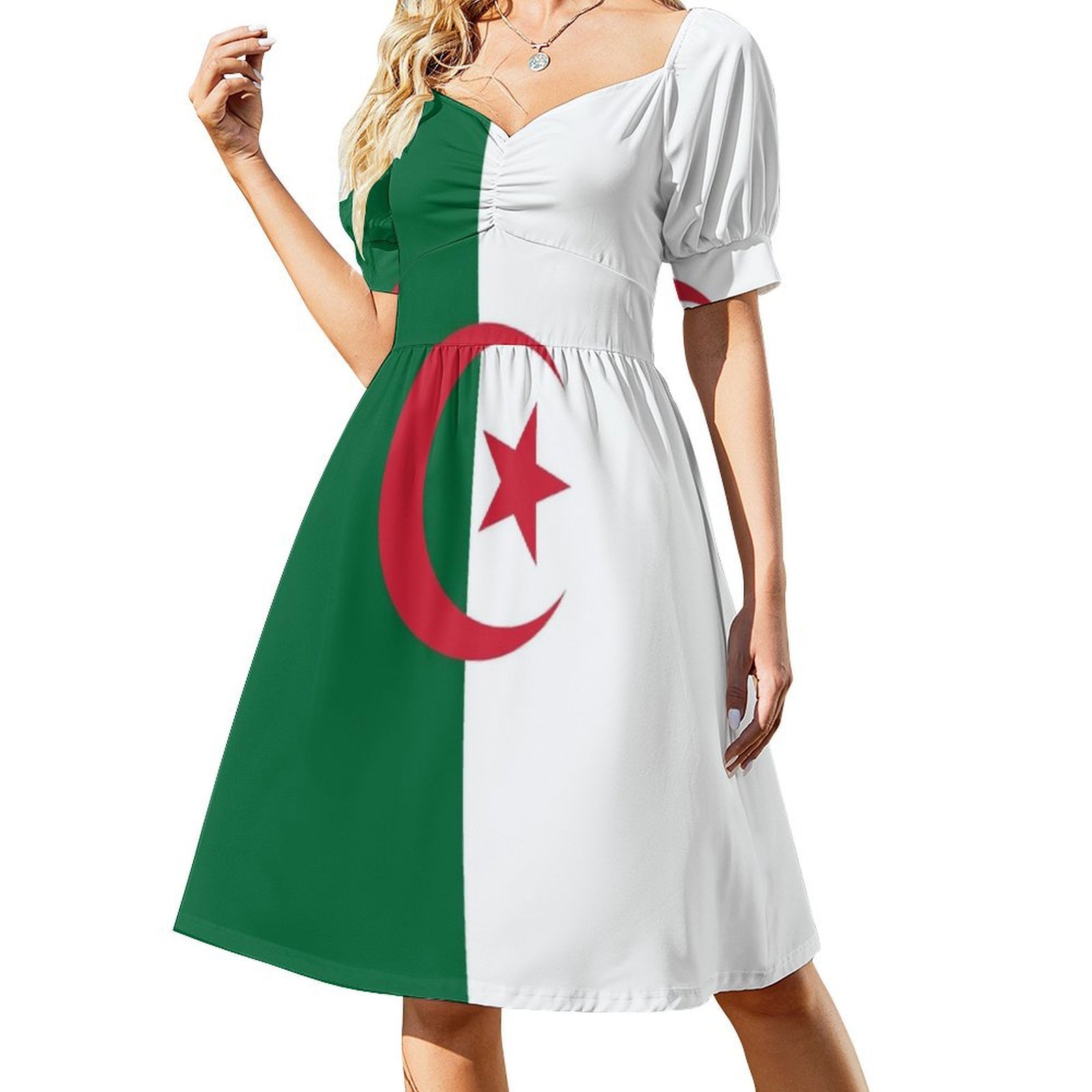 Women Fashion Gown - Abito Boho Chic con bandiera algerina