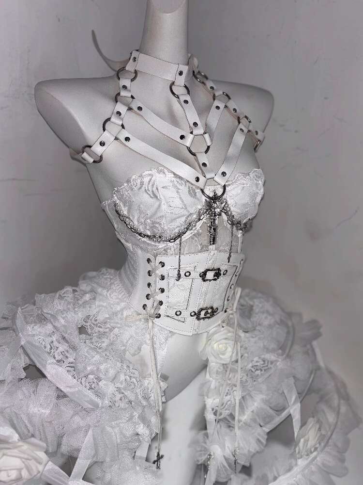 Corset Top Boned - Corsetto Lolita Gotico Bianco Puro con