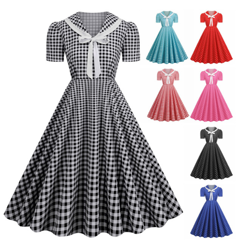 Women'S Fashion Of The 50S - Abito altalena grande vintage stampato a