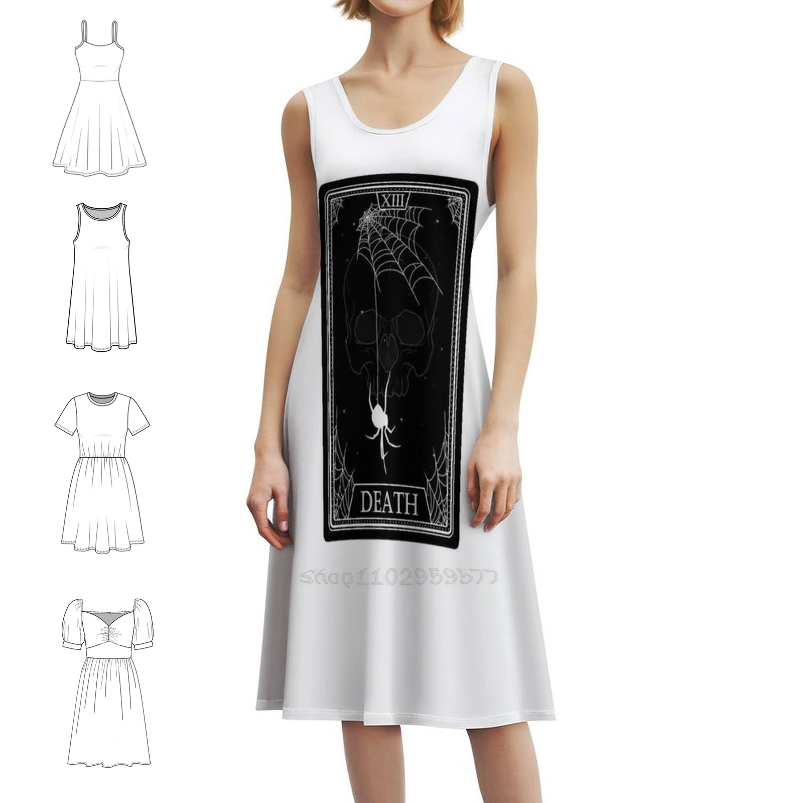 Women Fashion Gown - Tarocchi Carta Morte Boho Chic Abito