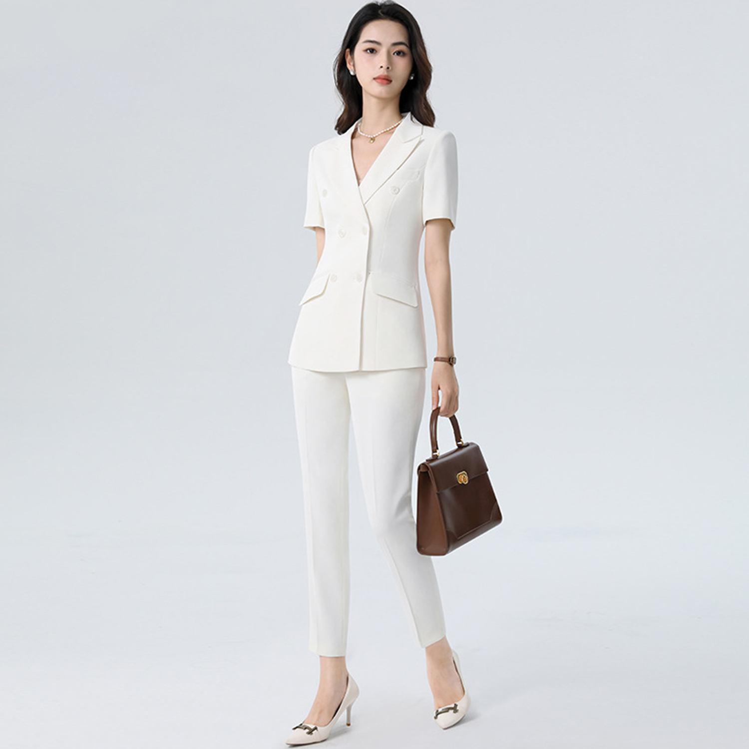 Women'S Fashion Blazer - Completo da Donna Allingentle Bianco, Slim