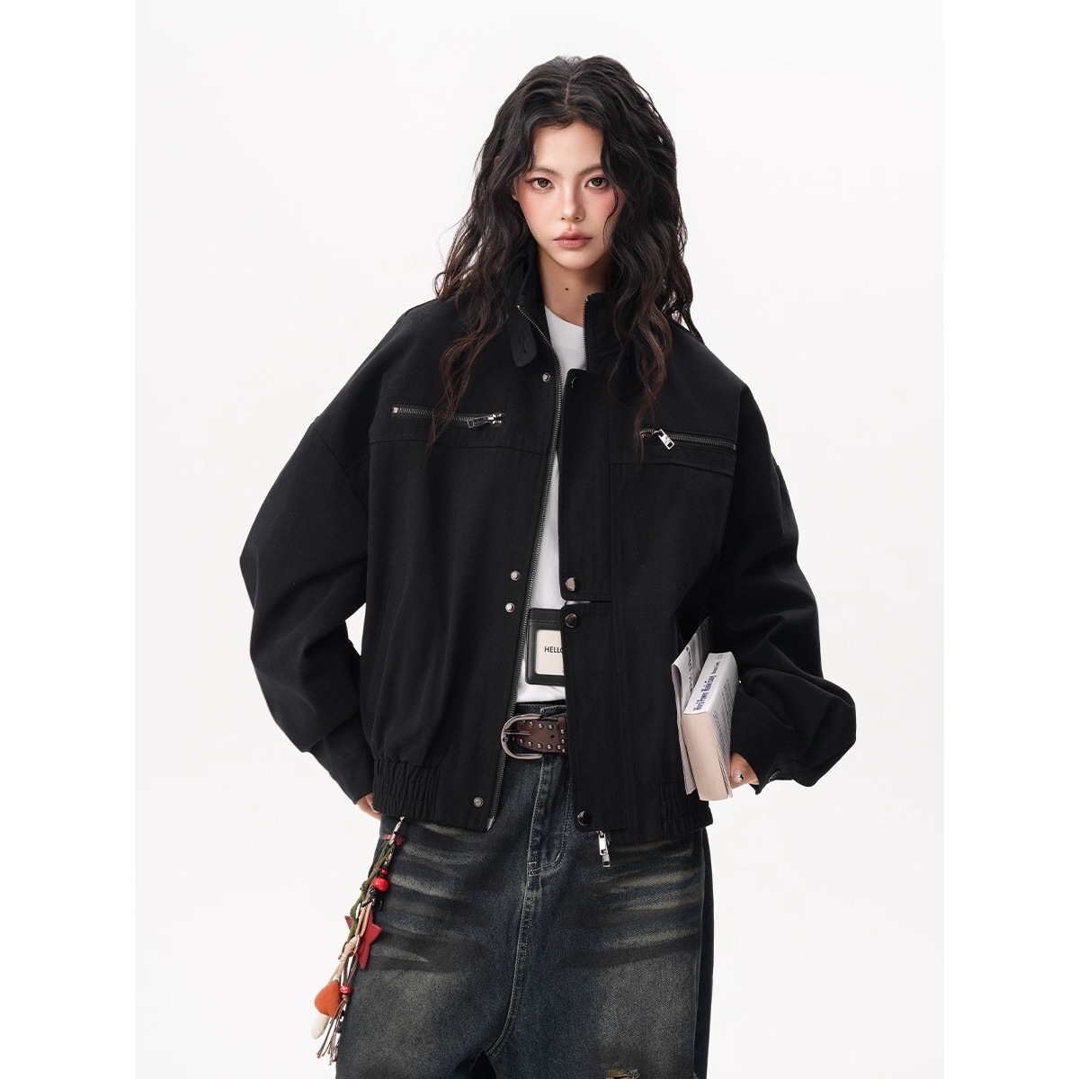 Women'S Fashion Utility Jacket - Giacca Vintage da Donna Stile Workwear,