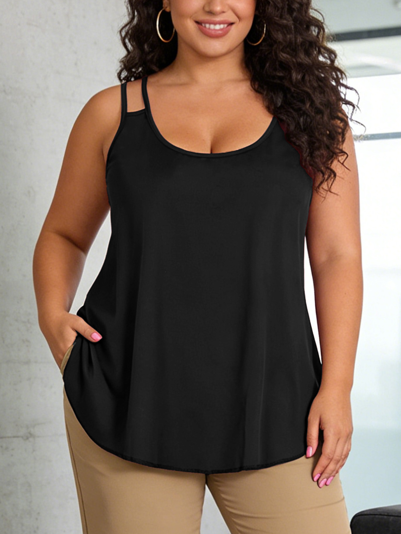 V Neck Cami Top - Top Canotta da Donna Taglie Forti