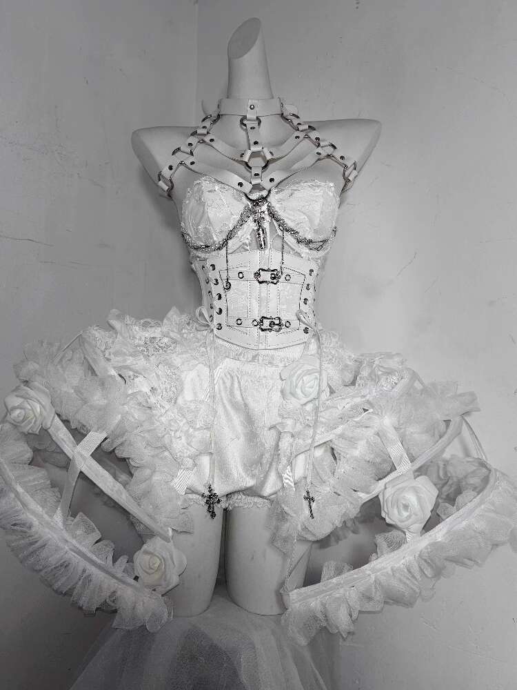 Corsetto Lolita Gotico Bianco  - Corset Top Boned recensione e prezzo